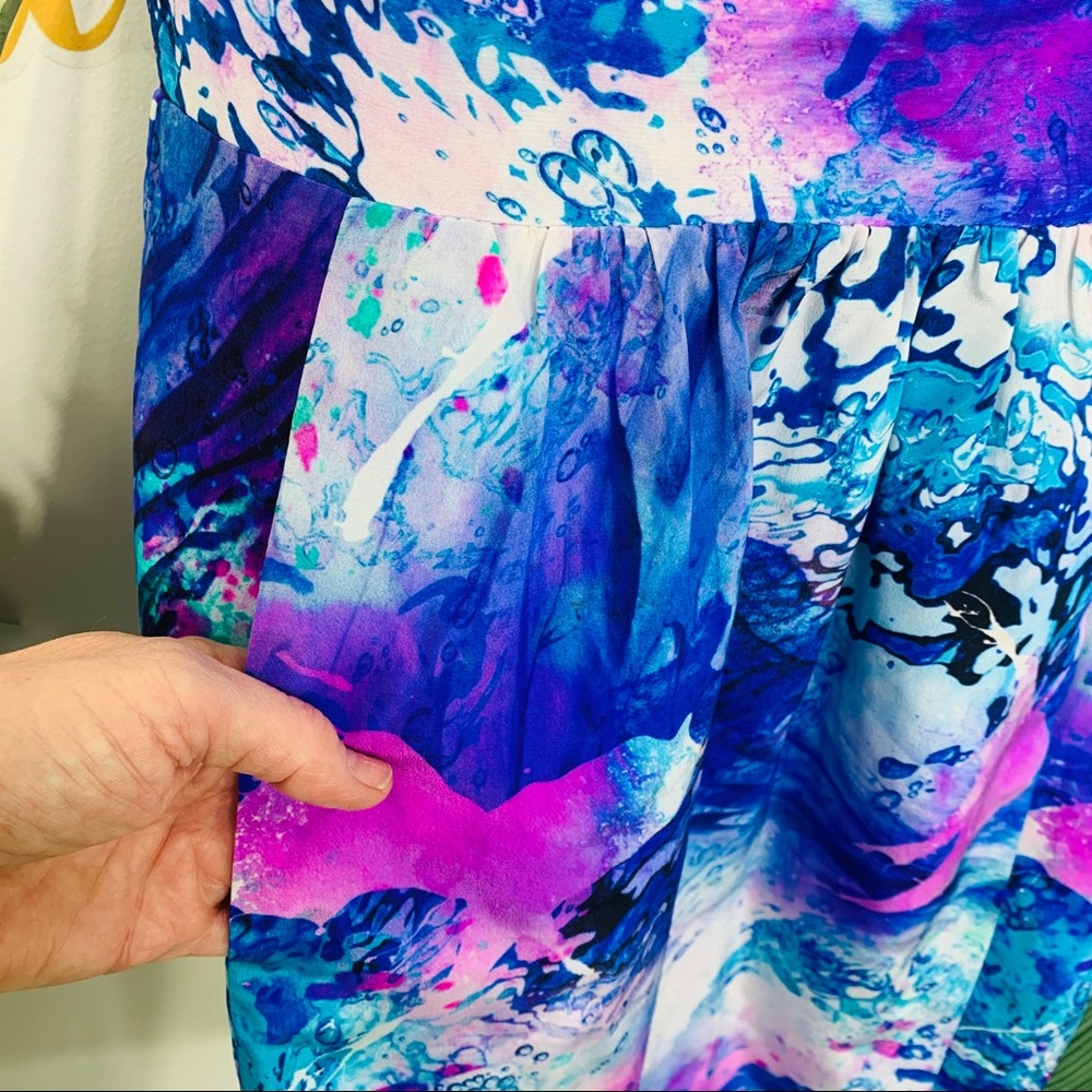 Amanda Uprichard Print Silk Watercolor Mini Dress XS - Picture 7 of 16